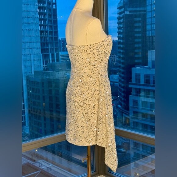🆕 RETROFETE 🧿 NWOT Omer Sequin Dress, White & Silver, Sz XS (UK 8 US 4 ) - Picture 9 of 16